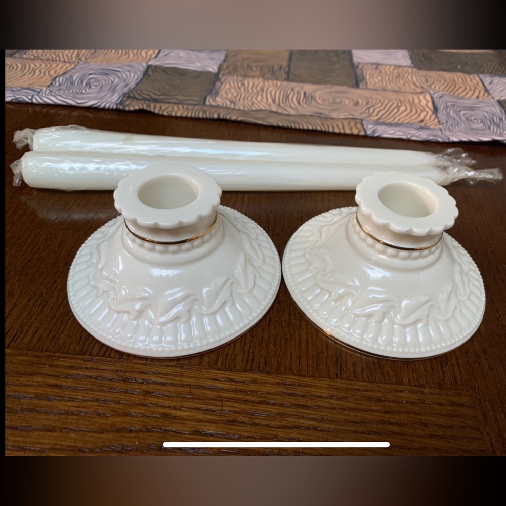 NWOT Lenox Great Giftables Candlestick Holder Pair with Candles